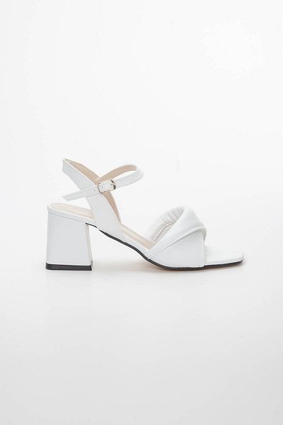 MFT AYAKKABI Women's Summer White Soft Puff Thick Heeled Shoes