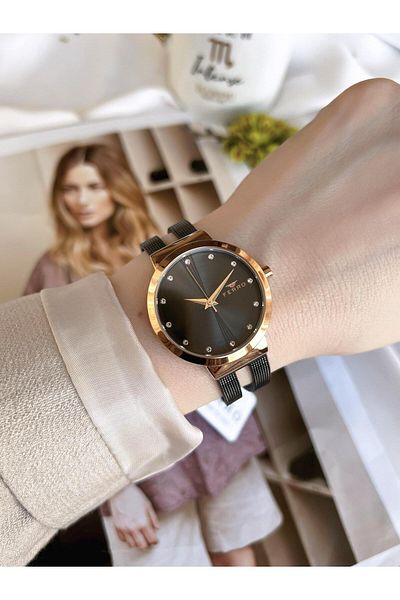 FERRO Black Straw Cord Colorfast 30 Meters Water Resistant Special Design Women's Wristwatch 2996-R
