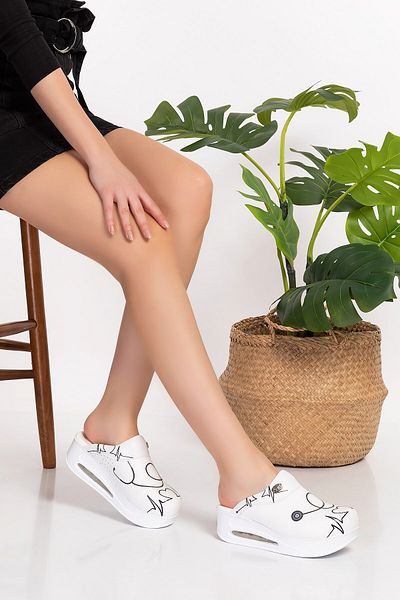 Nur Ortopedi Black Stethoscope Patterned Air Balloon Sole Orthopedic Doctor Nurse Slippers