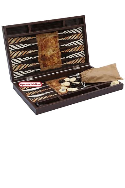 Miajima Trend Map Patterned Backgammon Set Large Size Backgammon with Checker Chamber