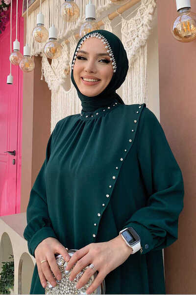 Bym Fashion Φόρεμα Cross Piece Look Pearl 3879 Emerald