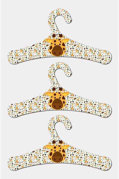kutuTR Wooden Children's Hanger Giraffe Patterned 18 Pieces Hangers