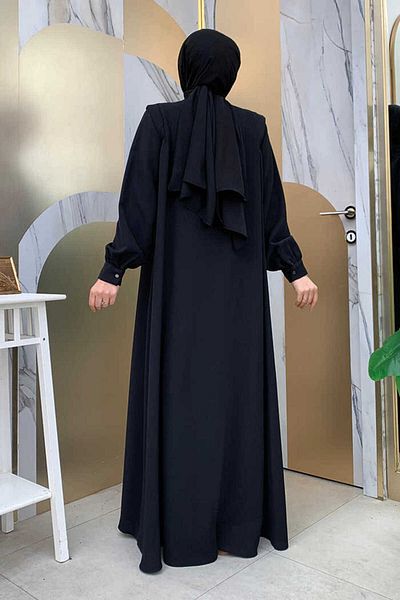 Bym Fashion Φόρεμα με κουμπιά με κοσμήματα με λεπτομέρειες 7903 Μαύρο