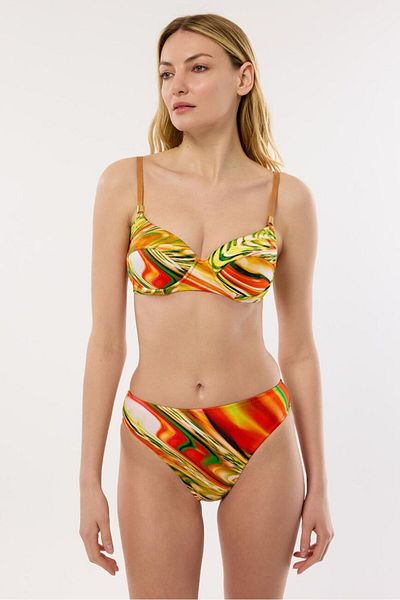 AYYILDIZ 4628 Orange Patterned Bikini Set