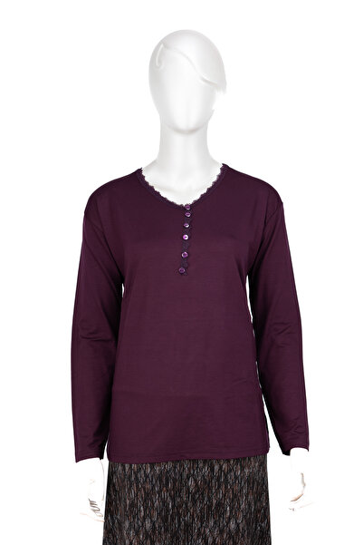 Oppland Damska bluzka z czesanej wiskozy z tkaniny dla matki Stylowa, marszczona, dekolt w kształcie litery V Regularny krój Pełny krój Lycra