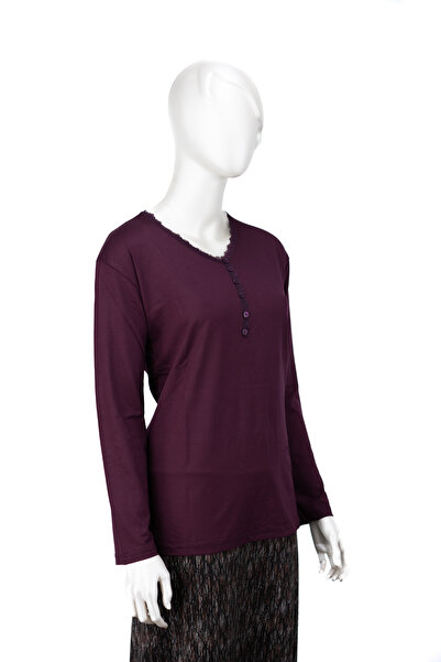 Oppland Damska bluzka z czesanej wiskozy z tkaniny dla matki Stylowa, marszczona, dekolt w kształcie litery V Regularny krój Pełny krój Lycra