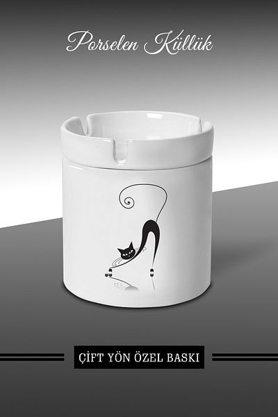 Bytwo Τασάκι Acrobat Cat Flexible Design - Τασάκι πορσελάνης - Επιτραπέζιο τασάκι *külbytX225