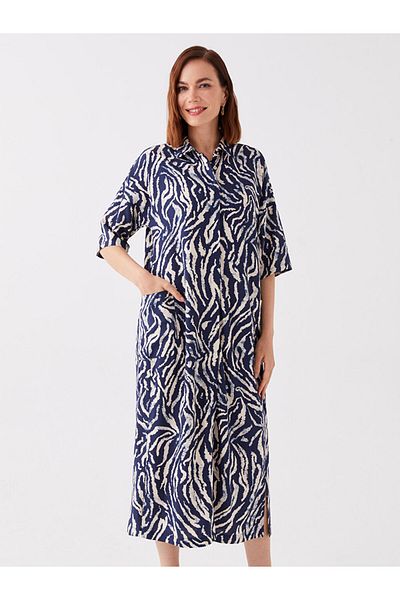 LC Waikiki Shirt Collar Patterned Women's Dress