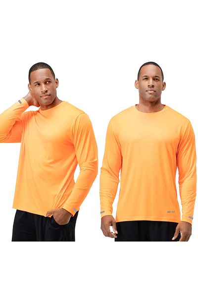 GENIUS STORE Men's Moisture Absorbing Quick Dry Athletic Technical Performance Sports T-shirt Long Sleeve