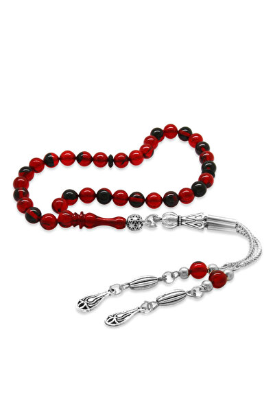 EbruHome Non-Tarnish Metal Tasseled Globe Cut Wrist Size Red-Black Fire Amber...