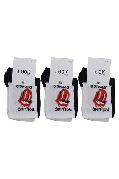 LOOKSOCKS Look Socks Κόκκινες κάλτσες με μοτίβο χαρακτήρων κολεγίου 3 ζευγάρια