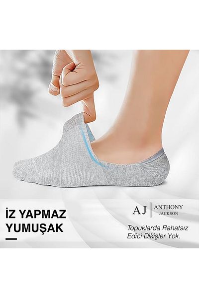 ANTHONY JACKSON 10 Pairs Boxed BAMBOO Premium Unisex Seamless Invisible Non-Slip Silicone Ballerina Socks Brook