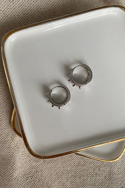 fuya design Small Size Protruding Hoop Steel Earrings
