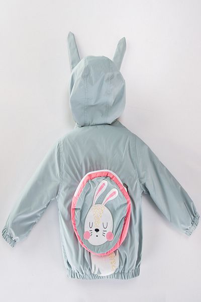 PODIUM GYM NEW SEASON CUTE RABBIT BACKPACK COTTON LINED EARS HOODED KIDS&BABY RAINCOAT COAT