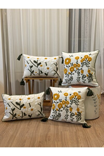 Ottoson 4'LÜ PUNCH İŞLEMELİ NAKIŞLI PANÇ DEKORATİF KIRLENT KILIFI