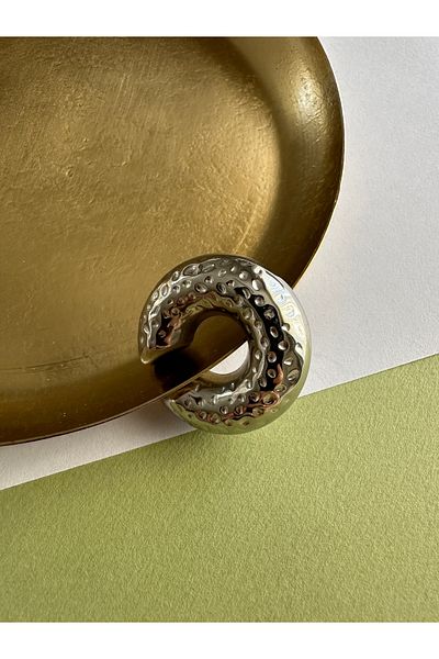 ringbox Silver Color Patterned Curved Cartilage Earring Earcuff