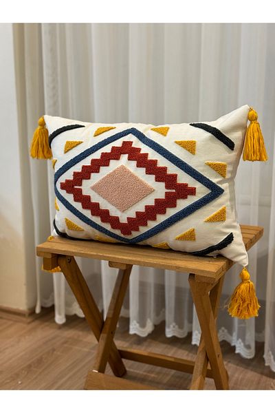 BUGİ HOME COLLECTİON Single Punch Embroidered Embroidered Poncho - Decorative Case