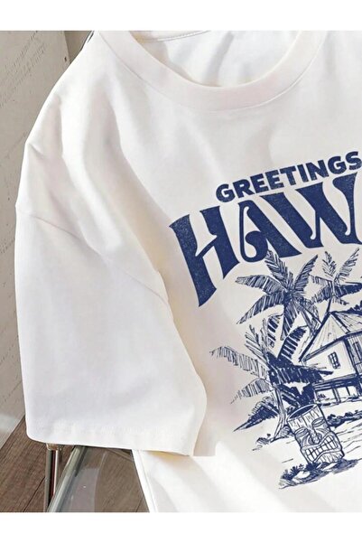 AFROGİYİM Μπλουζάκι Unisex Hawaiian Printed Oversize