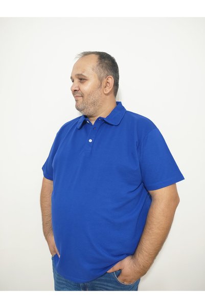 BİG NONA Plus Size Unisex Polo Collar T-Shirt