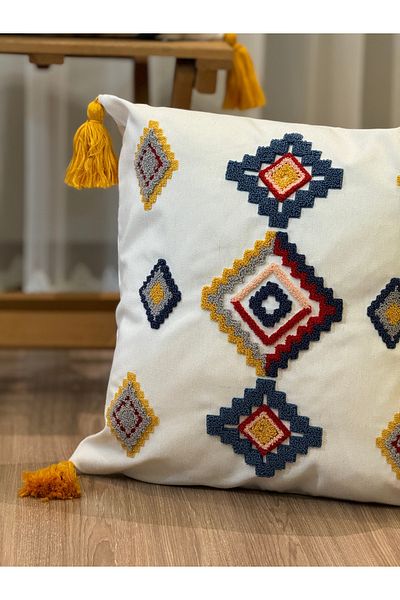 BUGİ HOME COLLECTİON 2-balení Punch Embroidered Embroideed Ponch Dekorativní Kirlent Case