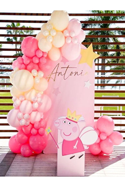party mix Peppa Pig Balon Zincir Set 65'li Peppa Pig Doğum Günü Konsepti Balo...