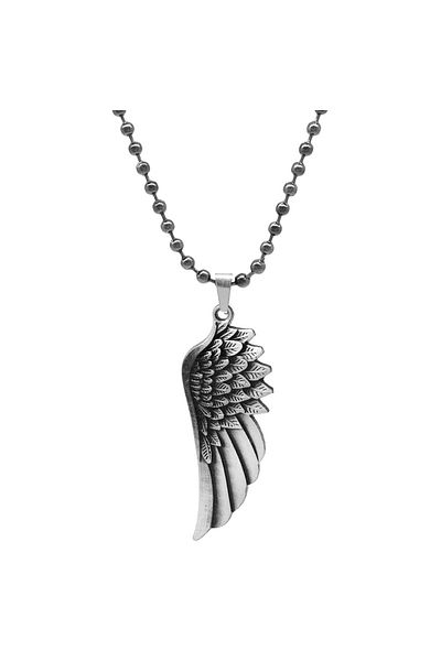 Tesbihane Eagle Wing Design Brass Men's Necklace with Ball Chain