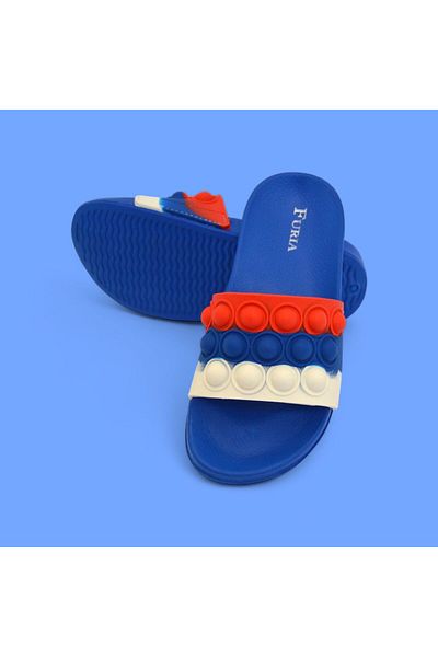 FURIA SHOES POPIT BOY'S SLIPPERS/ BEACH/ SEA SLIPPERS Soft Eva Slippers with POPIT Toy Tapes