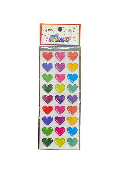 Ticon PUFFY STICKER ΠΟΛΥΧΡΩΜΙΚΗ ΚΑΡΔΙΑ Συσκευασία 20 τεμαχίων