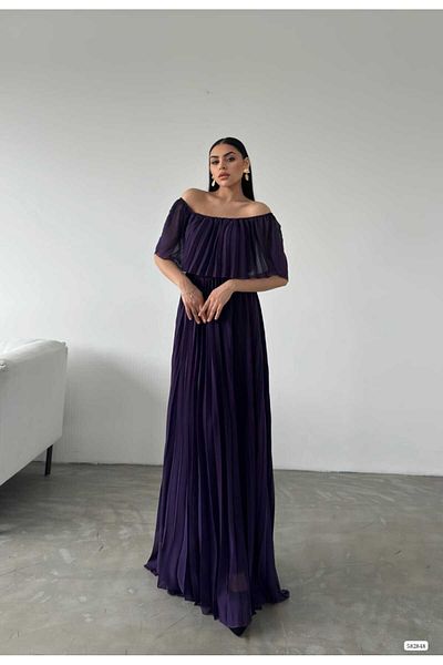 Secret Passion Lingerie Rochie de seară maxi cu design special, din țesătură din șifon plisat, cu umăr în afara sezonului nou582848
