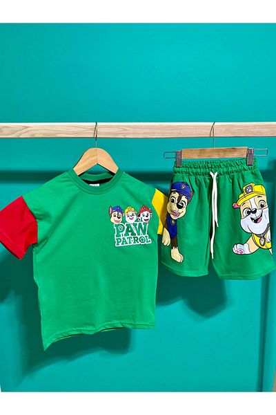öykümgaleria Boy's Summer Shorts Paw Petrol Bottom Top Set