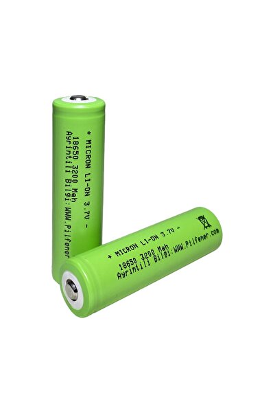 Micron 18650 3.7V (Volt) 3200 MaH(Amper) 3C Lityum Şarj edilebilir 2 Adet Başlı Pil + Pil Kutusu Hediyeli