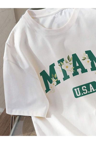 AFROGİYİM Μπλουζάκι Unisex Daisy Miami με στάμπα Oversize