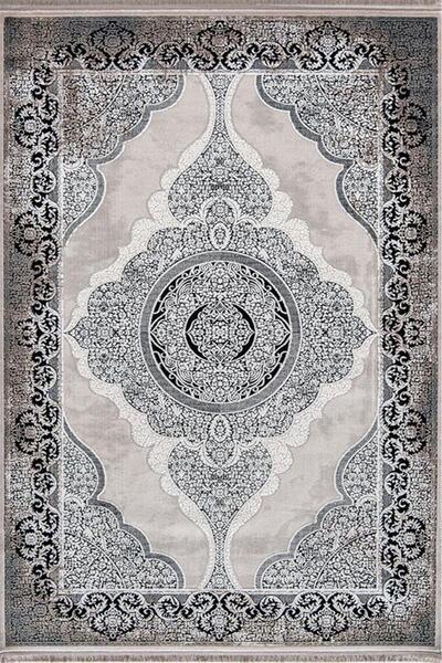 Enti Halı Çam Halı Miras 6804 Gri Siyah Klasik Eskitme Desenli Makine Halısı