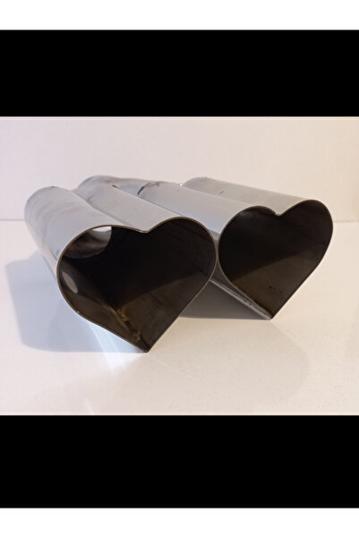 EGZOZCUM Kalp şeklinde çiftli eşit egzoz ucu paslanmaz  krom eksoz başlığı 60...