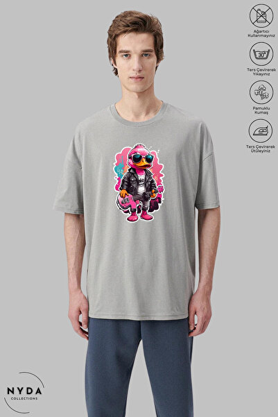 Nyda Collections Pamučna unisex majica sa printom Rose Duck - okrugli izrez, ...