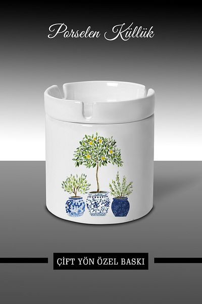 yeditepe hayat China Vase Designed Ashtray - Porcelain Ashtray - Ash Tray *ashtrayYEDX1