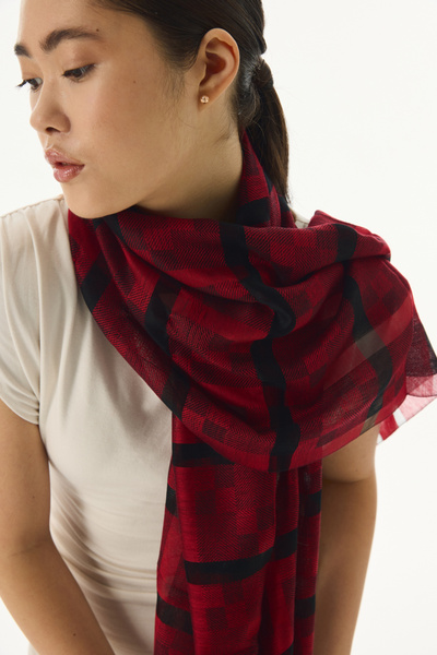 FENZA SCARF Şal de mătase Burgundy - VALERY DAMA PATTERN