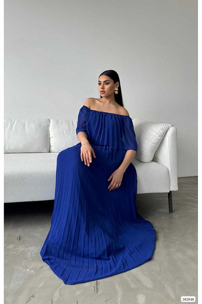 Secret Passion Lingerie Rochie de seară maxi cu design special, din țesătură din șifon plisat, cu umăr în afara sezonului nou582848