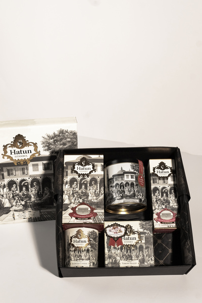 Hatun İstanbul Dolmabahçe Palace Lüx Hediye Set Kolonya Oda kokusu Dekoratif Kokulu Mum Kahve Lokum