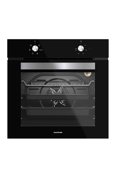 Silverline Siyah Cam Ankastre Set (3490 Oslo Davlumbaz - CS5356B01 Ocak - BO6501B01 Fırın)