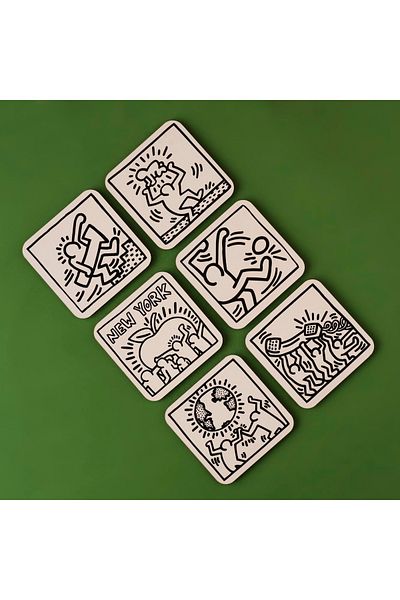 Bella Maison Set of 6 Coasters Keith Haring Black (10X10 cm)
