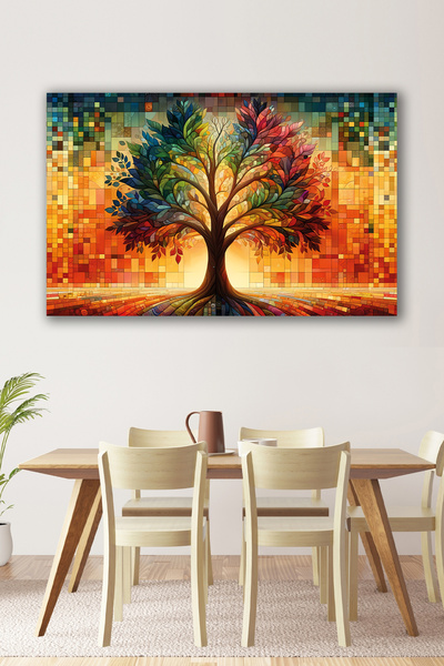 duvarsanatı Δέντρο της ζωής Πολύχρωμο Μοντέρνο Αφηρημένο Γυάλινο Πίνακας Σαλό...