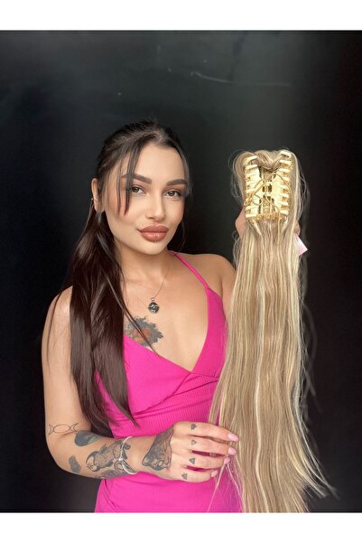 Suzan Peruk Düz At Kuyruğu Postiş Mandallı Tokalı fiber 60 cm Röfleli renk