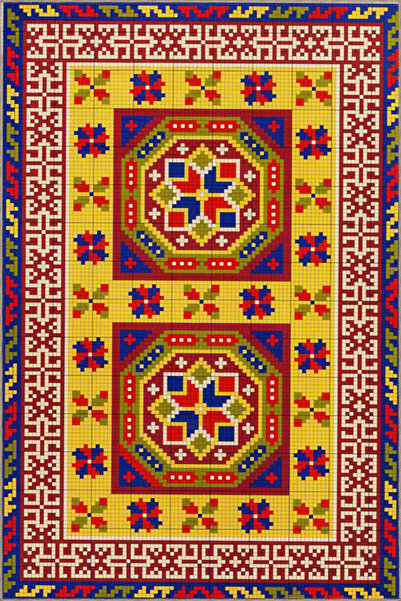 Rugs Modern Halı Χαλί με έθνικ σχέδιο αστεριών σε κίτρινο χρώμα με υφαντή βάσ...