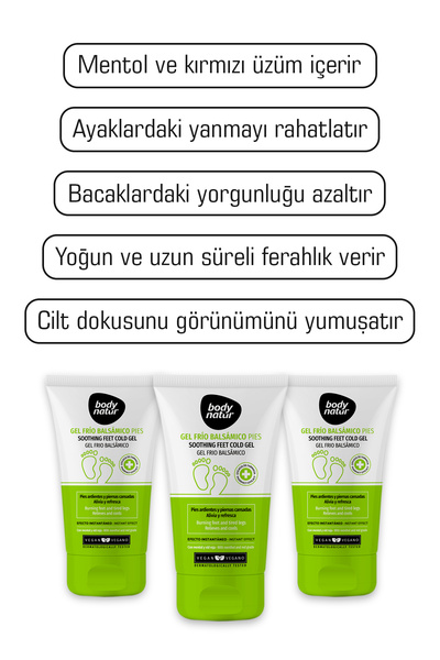 Body Natur Ayak Yatıştırıcı Soğuk Jel Yanma Yorgunluk Giderici Rahatlatıcı Bacak Jeli - Soothing Cold Gel 100ml