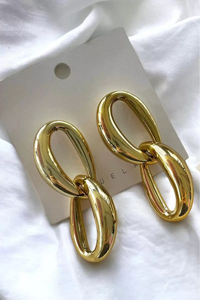 Only Vogue 2 Year Warranty Certificated Gold Color Chain Earrings (Pair)