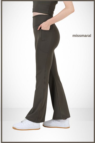 missmaral Γυναικείο κολάν με φουσκωτό πόδι με διπλή τσέπη ψηλόμεσο μποτάκι χακί χρώματος Khaki 105303