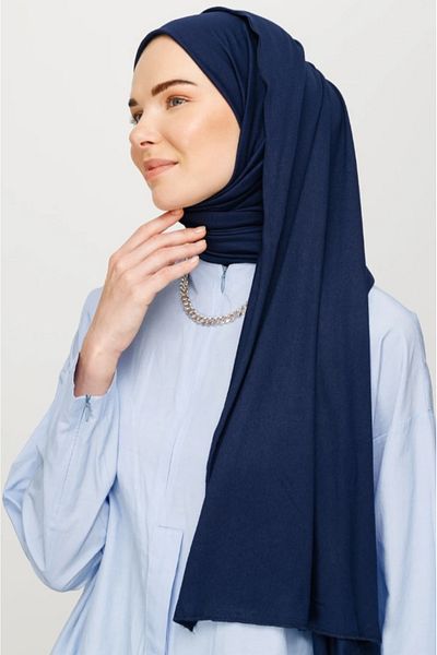 FRESCO SCARFS Hijab Hijab Χτενισμένο Βαμβακερό Σάλι Navy Blue
