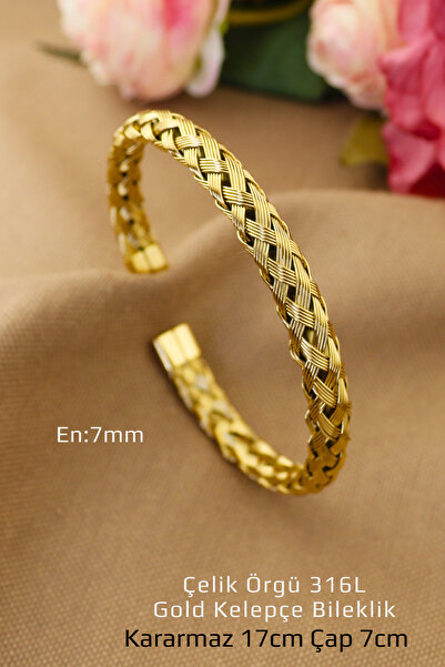 Keyifli Hayaller Örgü Model Modern 316L Çelik Bileklik Kelepçe Kararmaz Solmaz 17cm - Yeni Sezon Trend