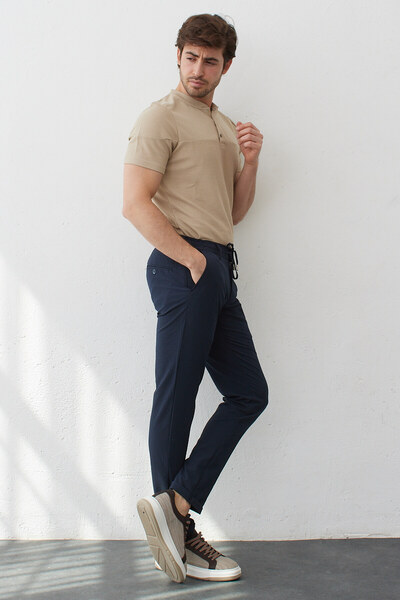 RAVANELLI Flexible Lycra Thin Striped Slim Fit Jogger Pants - Men's, Elastic ...